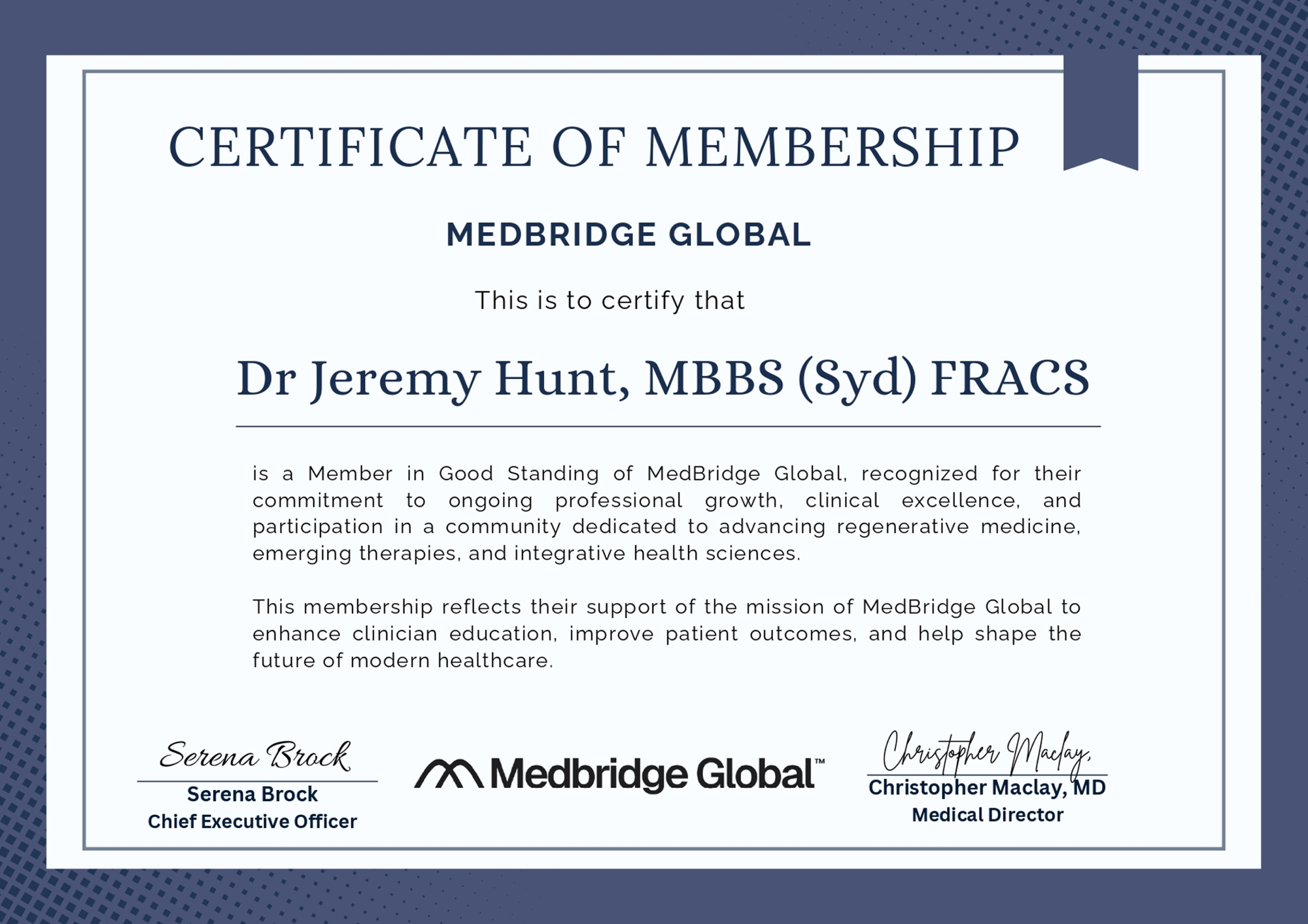 Dr Jeremy A Hunt 